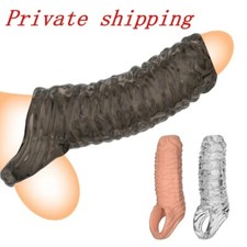 Male Reusable-Condom-Men-Penis-Extender-Enlarger-Sleeve-Bigger-Girth-Enhancer