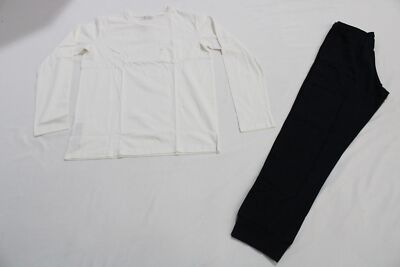 MNG Mango Boys' Basic Solid Cotton Pajama Set MC9 White/Blue Size XS/Small