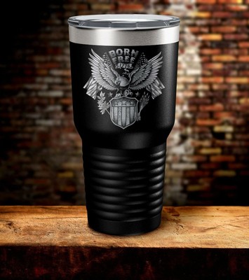 Born Free 1776 Patriotic Laser Engraved Stainless Steel Tumbler Travel Mug Cup