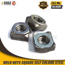 WELD NUTS SQUARE SELF COLOUR STEEL M5 M6 M8 M10 M12 METRIC THREAD WELDING DIN928