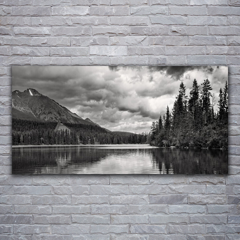 Tableau verre acrylique forêt et lac montagnard pour s'évader chez soi