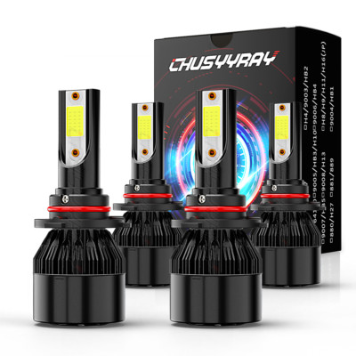 4Pcs 9005 9006 LED Combo Headlight Kit Bulbs 6000K Cool White COB High Low Beam
