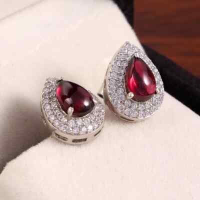 Natural Garnet Gemstone 925 Sterling Silver Designer Cufflinks Gift For Him.
