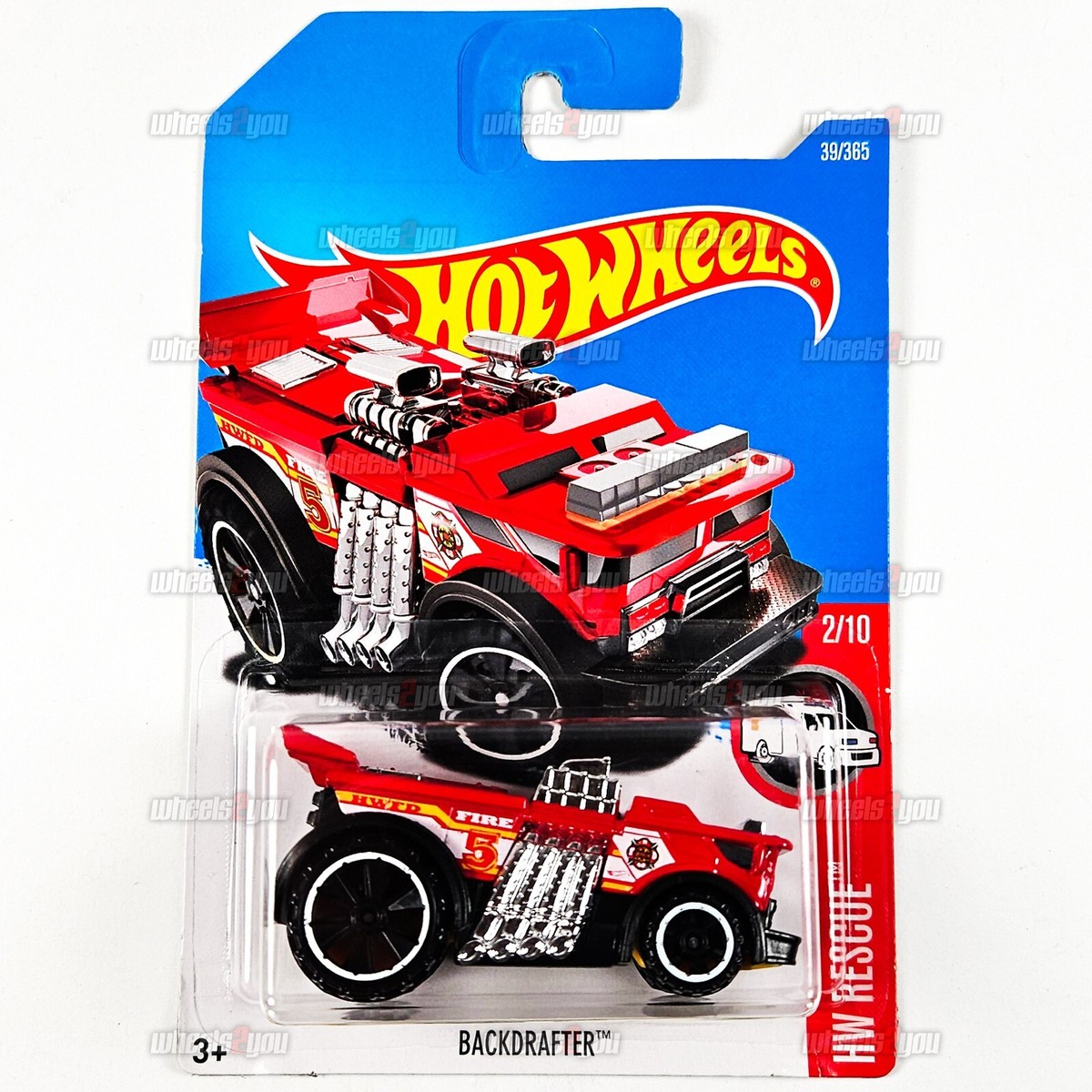 2017 Hot Wheels BACKDRAFTER #39 red Fire Truck - HW Rescue - 1:64