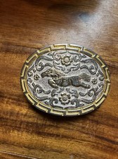 Vintage Old Mexico Made Bronco Buster Saddle Bronc Belt Buckle
