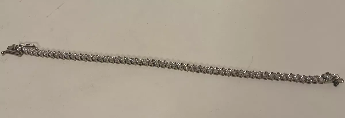 Vintage Sterling Silver 926 Bracelet W Rhinestones 8 Long Korea