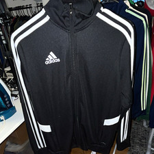 adidas Men's Full Zip Track Jacket Black/White 3-Stripes Striped Size L