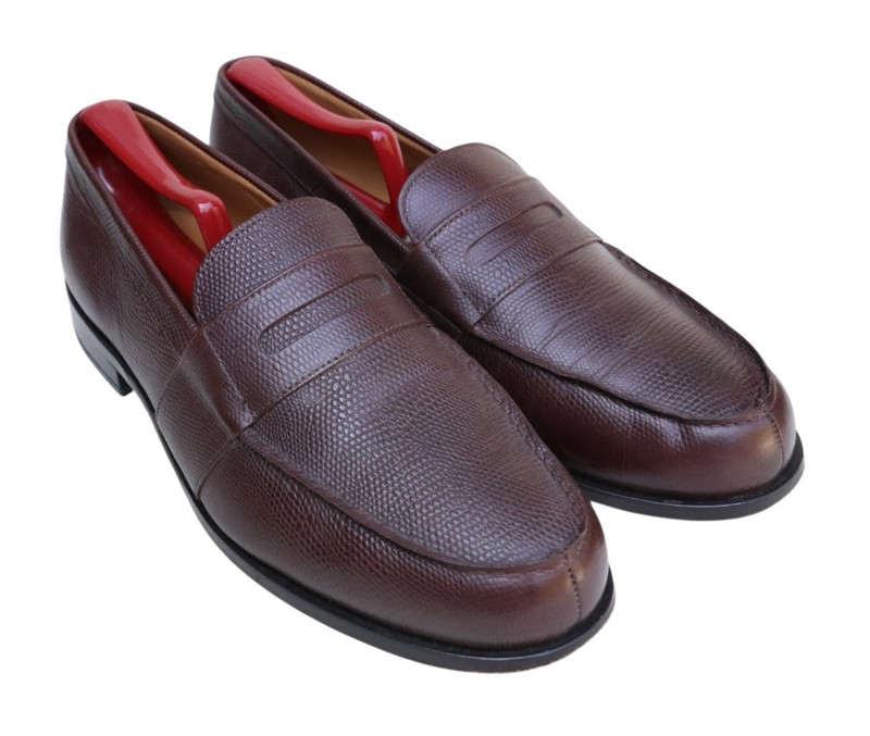 Loding Shoes Cousu Blake Paris Brown Pebbled Leather Loafer Dress Shoe 8 US 9.5