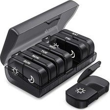 AUVON XL Weekly Pill Organizer 2 Times a Day, Pill Box 7 Day with One-Side Large