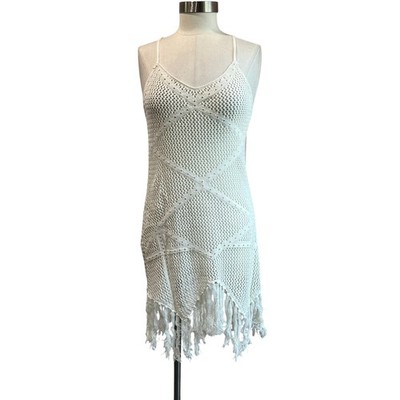 festival crochet fringe dresses Tera Sequin Fringe Crochet Dress – Retrofete main image 1