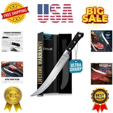 Butcher Knife – 10″ Cimeter Breaking Knife, Razor Sharp Forged High Carbon Ge...