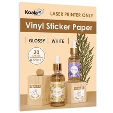 Koala Printable Vinyl Sticker Paper for LASER Printer - Glossy Waterproof Sti...