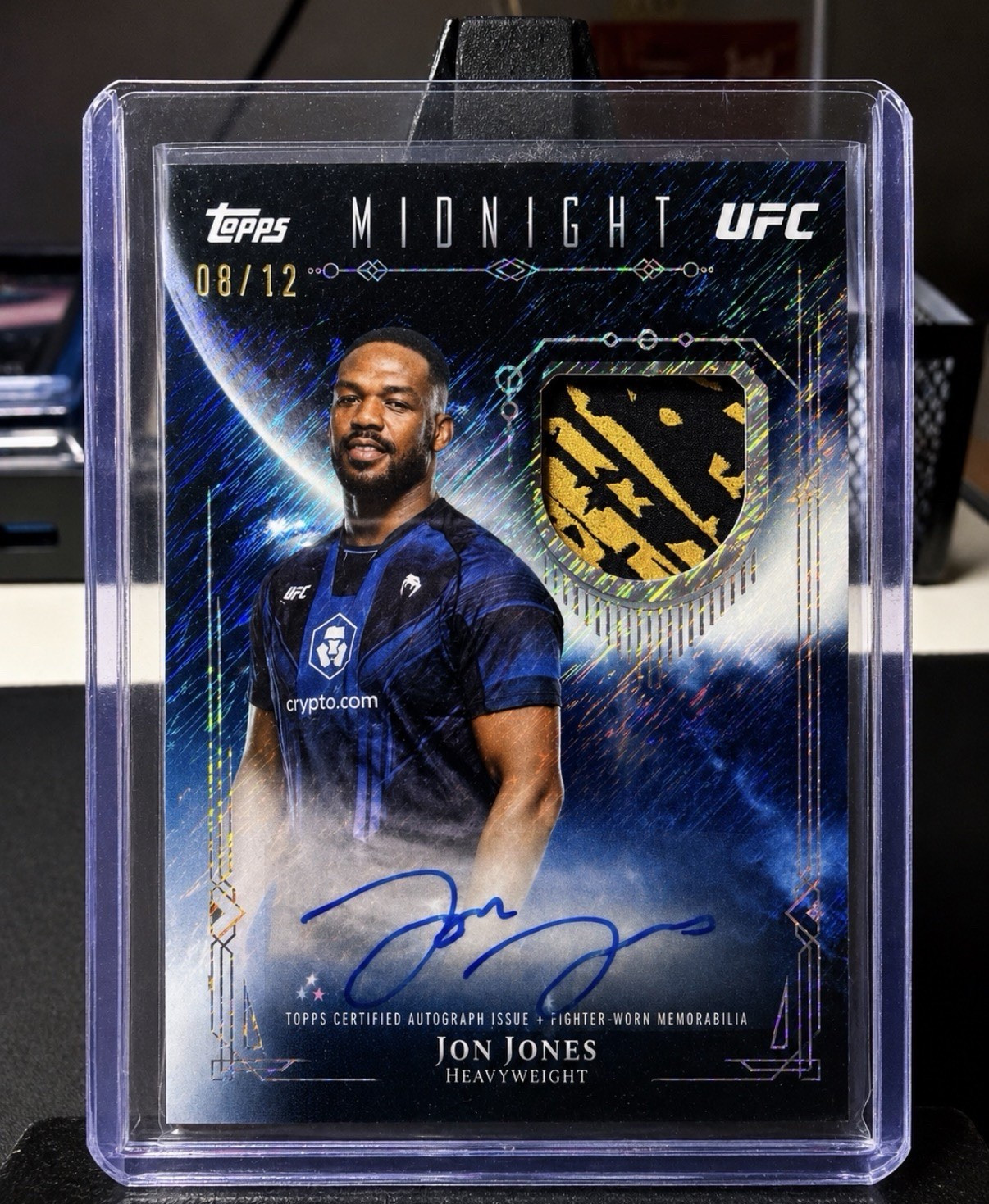 2026 Topps Midnight UFC Jon Jones Fighter-Worn Memorabilia Relic Auto 08/12 #/12