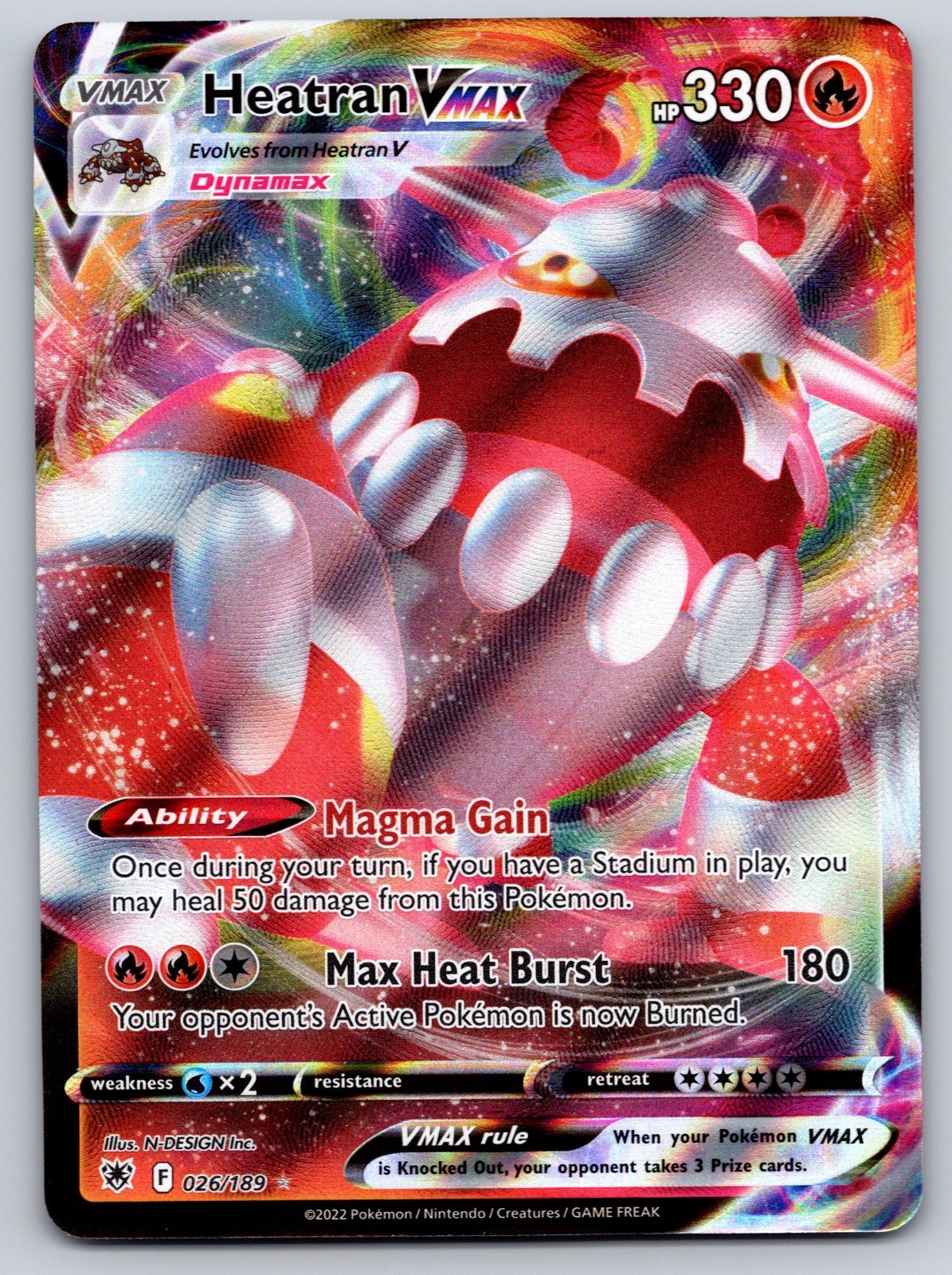 Heatran VMAX Holo Ultra Rare SWSH10: Astral Radiance 026/189 NM Pokemon Card TCG