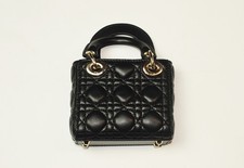 Christian Dior Lady Dior Borsa Nera Cannage Trapunta Pelle di Agnello Nano Mini