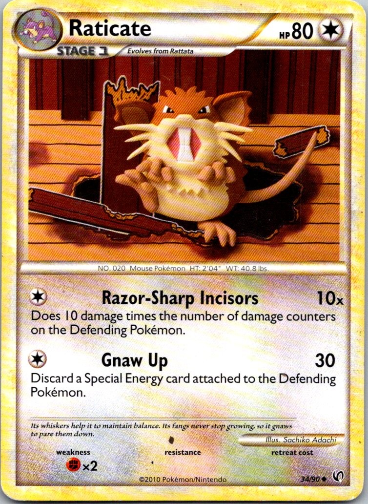 Raticate 34/90 HGSS Undaunted Pokemon TCG UC HP