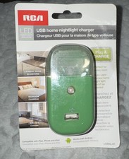 RCA USB Home LED Nightlight Charger, Plug  Charge, green, USBNL4R