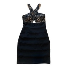 Sequin Hearts Black Sequin Bodycon Dress Womens Size 5 Small