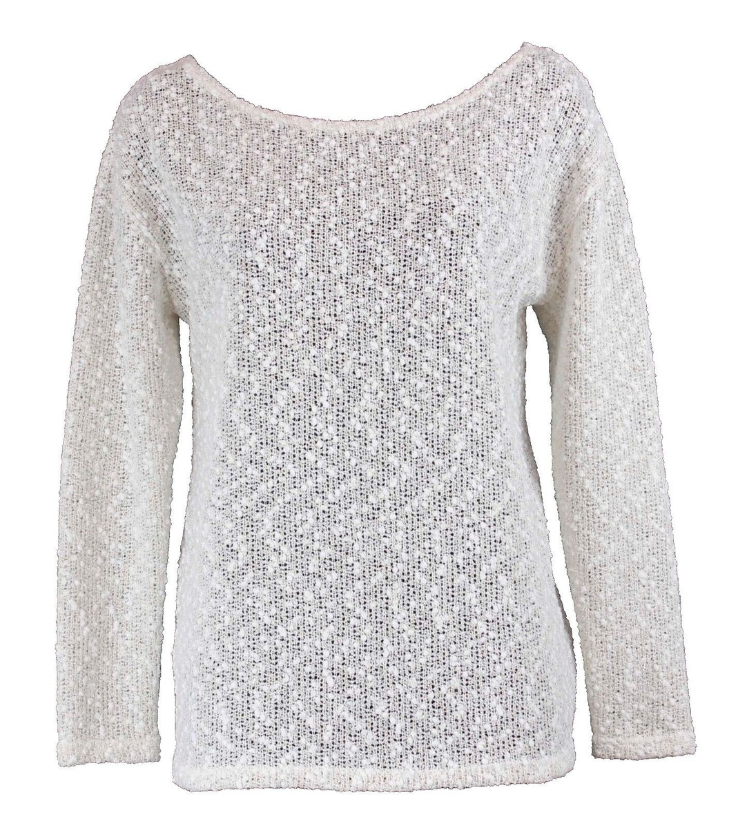 Honey Punch Sweater Sz M Cream Metallic Gold OpenKnit Poly Acrylic Nylon Sweater