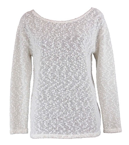 Honey Punch Sweater Sz M Cream Metallic Gold OpenKnit Poly Acrylic Nylon Sweater