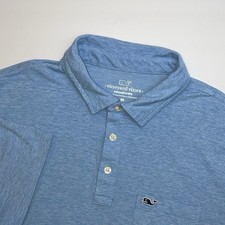 Vineyard Vines Edgartown Polo Shirt Medium Blue Golf Performance Short Sleeve
