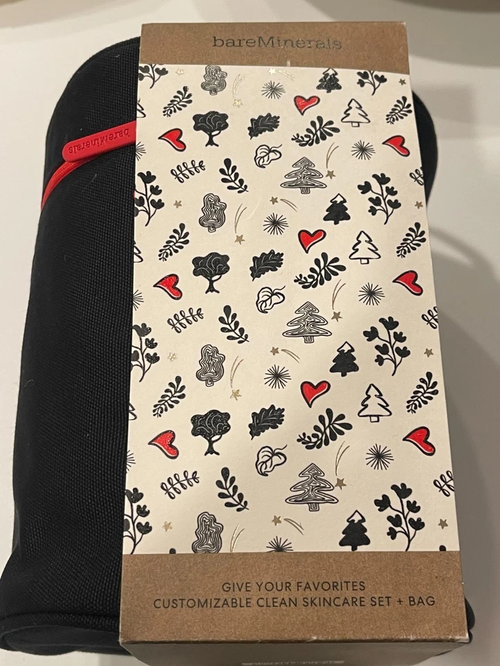 Bolso de Cosméticos BareMinerals Negro Lona Rojo Cremallera Edición Navidad Asa ¡NUEVO! Foto 2 de 3