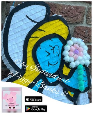 Pinata Schlumpf Geschenk Geburtstag Kindergeburtstag Geldgeschenk Geschenkidee