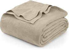 Khaki 100 Cotton Blanket King Size - 90x108 Inch 350GSM Lightweight, Soft ...