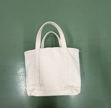 LL Bean Boat Tote Canvas Ivory/Ivory Bag s/m Made in USA