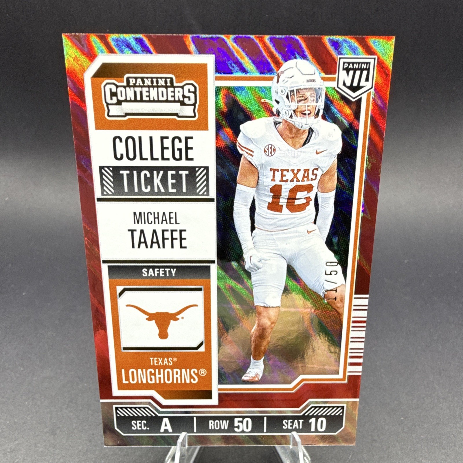 Michael Taaffe /50 College Ticket 2025 Panini NIL Texas Longhorns #13