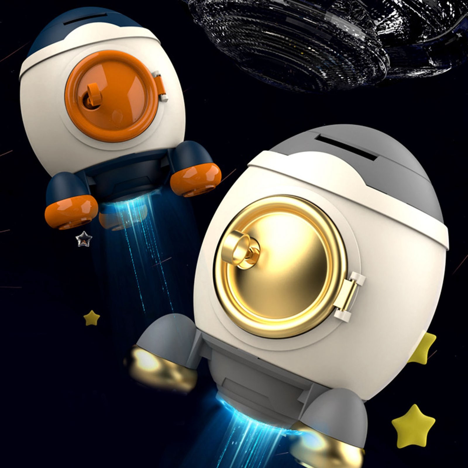 °Cartoon Style Space Piggy Bank Money Bank Money Saving Jar Boys Girls