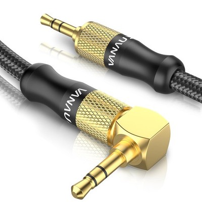 Aux Cable For Car 90 Degree Right Angle Auxiliary Stereo Jack 1.5Ft/0.5M