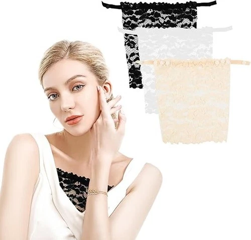 Lady Lace Clip-on Mock Camisole Bra Insert Overlay Modesty Panels Low Cut Up UK