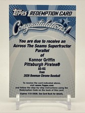 Marketplace image: 2026 Bowman Across The Seams Superfractor 1/1 Konnor Griffin Redemption #AS-KG