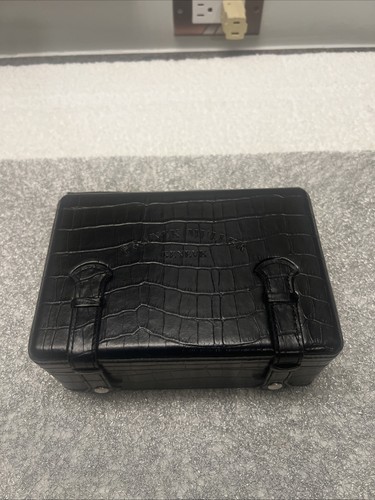 Frank Muller black embossed leather Watch Box w Certificate Holder 7.25"x4.5"x3"