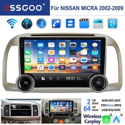 10'' 2+64GB Autoradio Android 15 Für NISSAN MICRA III K12 2002-2009 GPS Navi WIFI