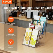 Acrylic Brochure Holder 8.5 x 11 inch, Countertop or Wall Mount
