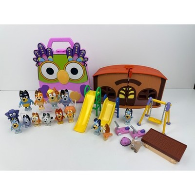Bluey Figure Playset Lot Treehouse Playground Slides Owl Case Moose Toys - BJ