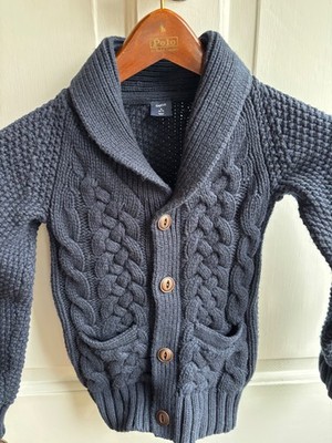 Gap Kids  Navy Blue Cable Knit Cotton Cardigan Sweater Small 6-7  new no tags