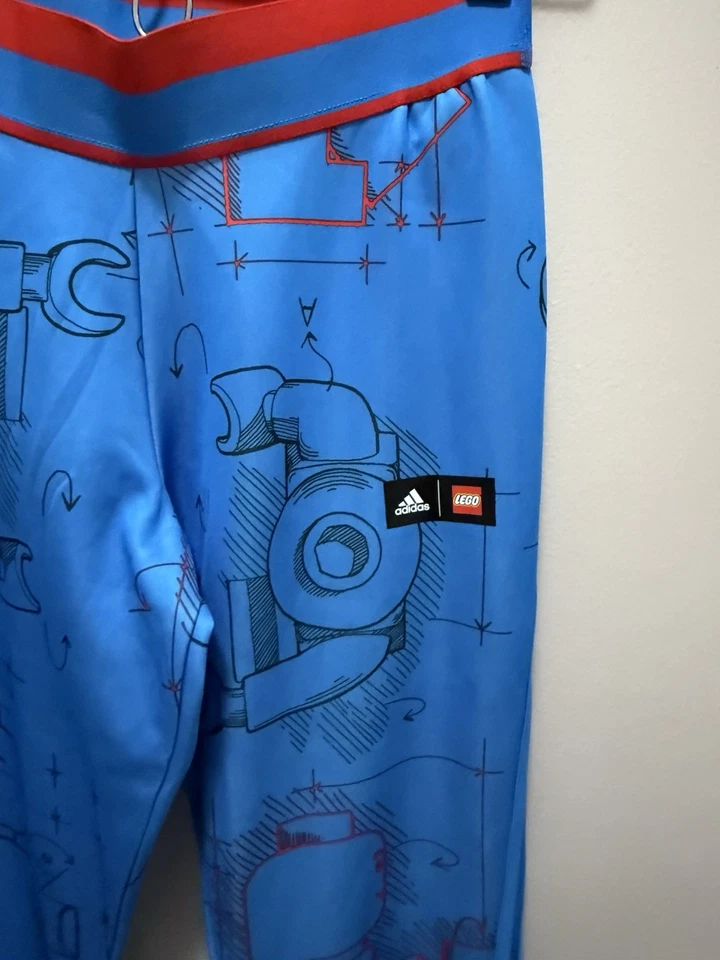 Adidas x LEGO Niños Niñas L 13-14 Azul Gráfico Tech Pack Leggings Apretados Foto 3 de 4