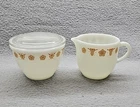 Vintage CorningWare Pyrex Butterfly Gold Creamer & Sugar w/ Lid Set Excellent