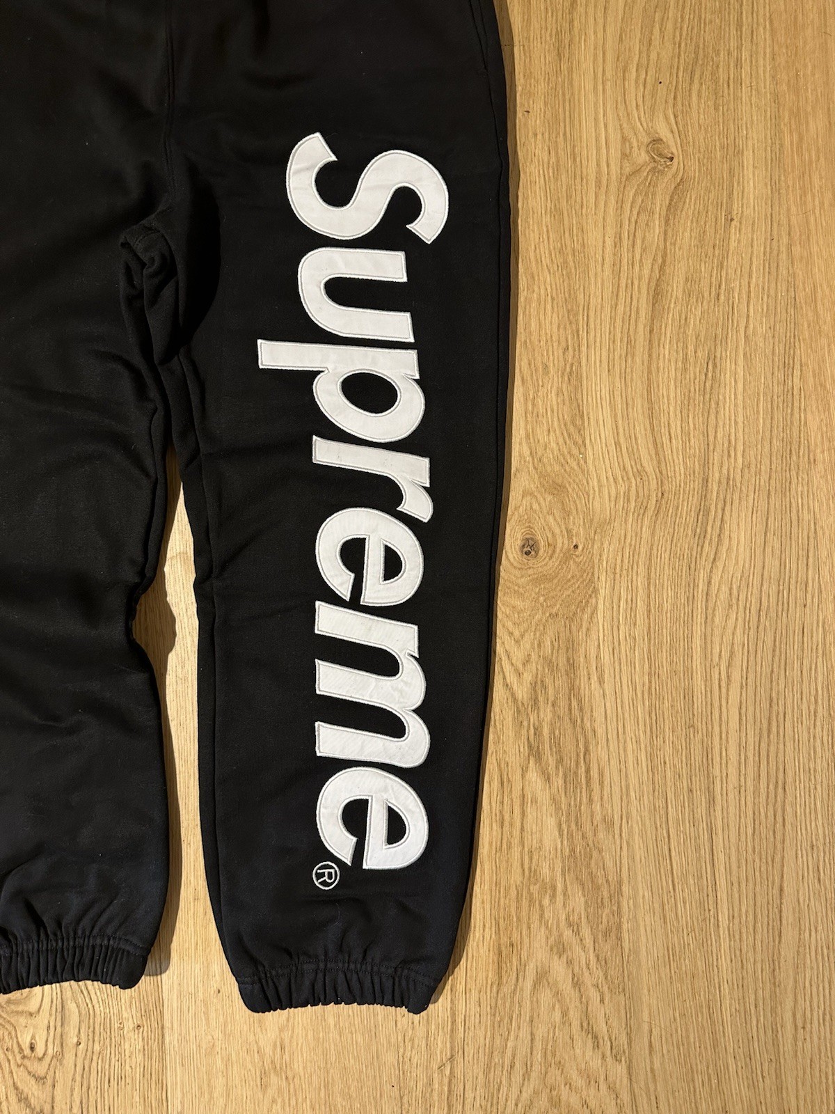 Supreme Satin Appliqué Joggers Sweatpants Black Size M image 4