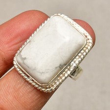Howlite Gemstone 925 Sterling Silver Handmade Jewelry Ring Size 7