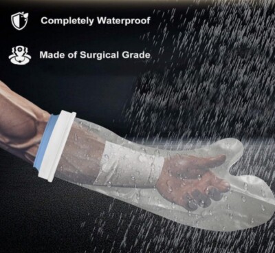 2ct-Waterproof Silicone Seal Protective Sleeve Cast Wound Cover Adult Short Hand