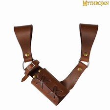 Medieval Sword Frog with Leather Holder for Universal Rapier Broadsword - Black