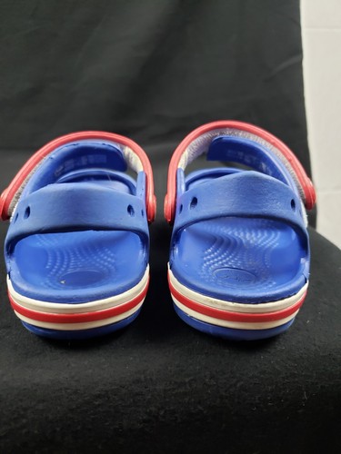 Crocs Blue Red Stripe Open Toe Shoes Sandals Size 5C Toddler Girls/boys - Picture 9 of 9