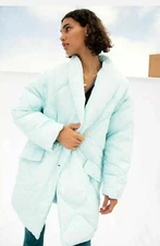 FREE PEOPLE COAT ELLA PUFFA JACKET PUFFER COAT OCEAN BLUE SIZE SMALL. RRP £148