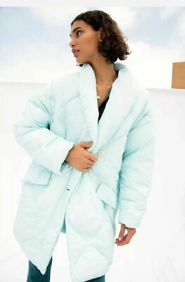 FREE PEOPLE COAT ELLA PUFFA JACKET PUFFER COAT OCEAN BLUE SIZE SMALL. RRP £148