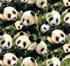 PANDA BEAR AND BAMBOO BUTTERFLY NATURE FABRIC 100 Cotton BTHY