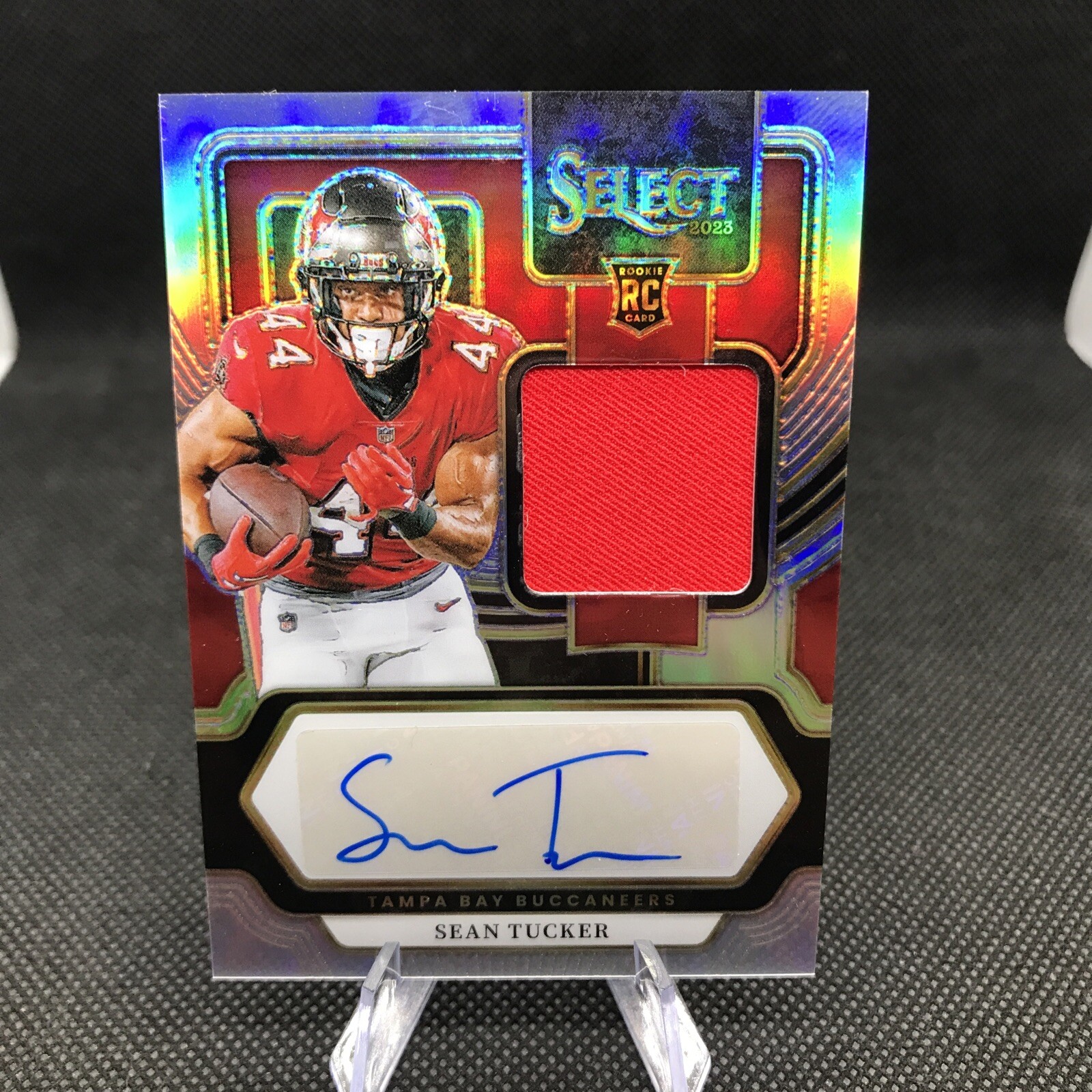 2023 Panini Select #RSM-STU Sean Tucker RPA Rookie Patch Auto Silver Prizm /199